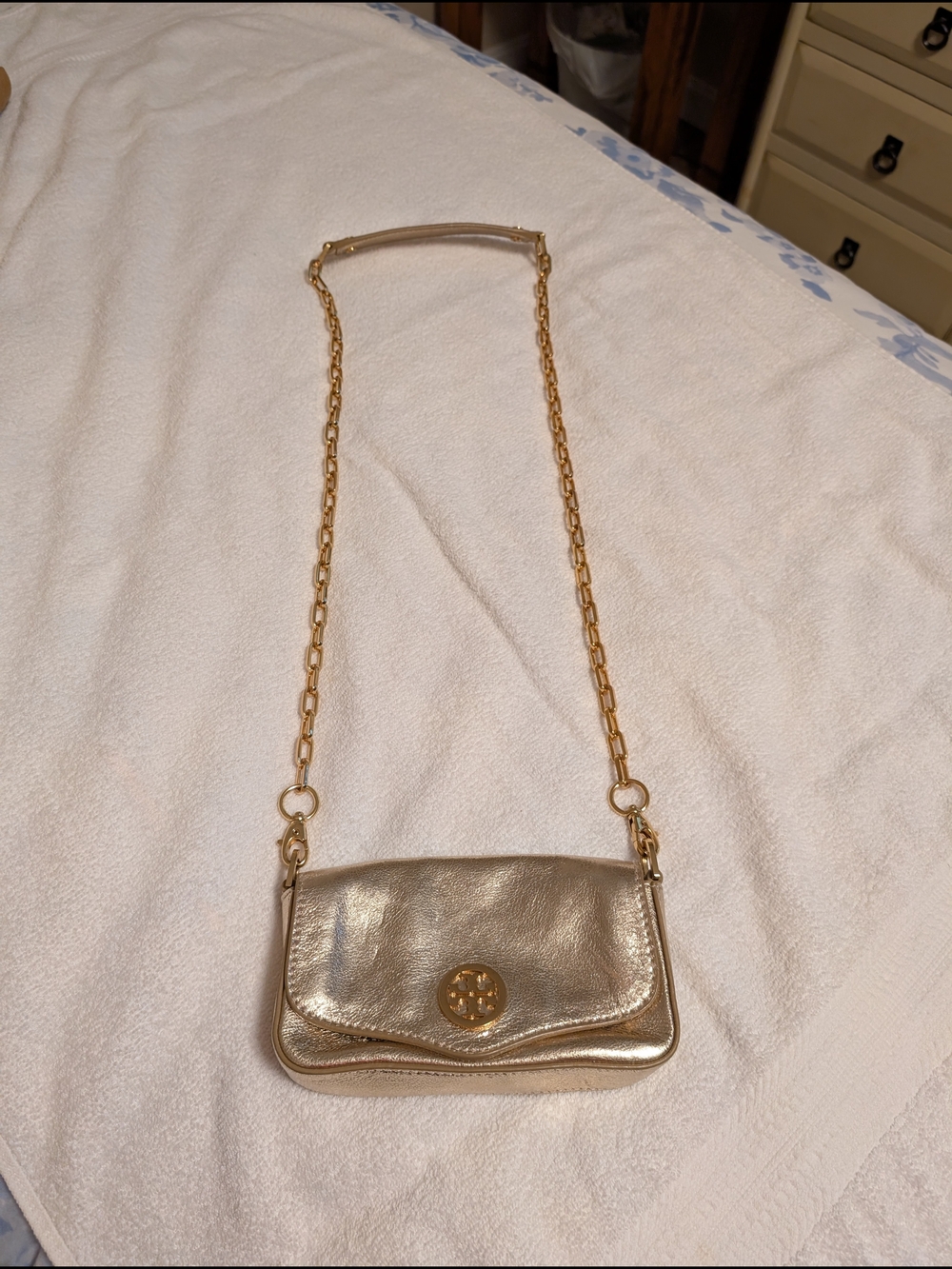 2 Tory Burch Metallic Gold Chain Shoulder Bag and Brown Quilted Bag Included.